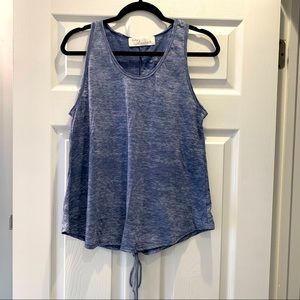 Vintage Havana Blue Lace Up Back Tank Top- Medium